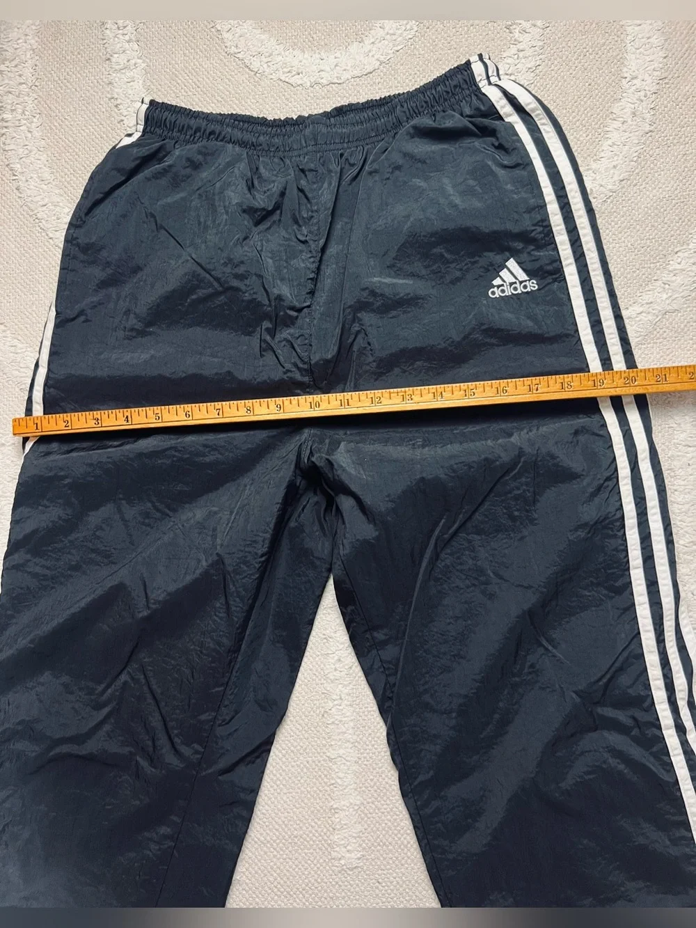 Vintage 90s Adidas Track Pants/Joggers –Black 3-Stripe Lined Windbreaker Pants M